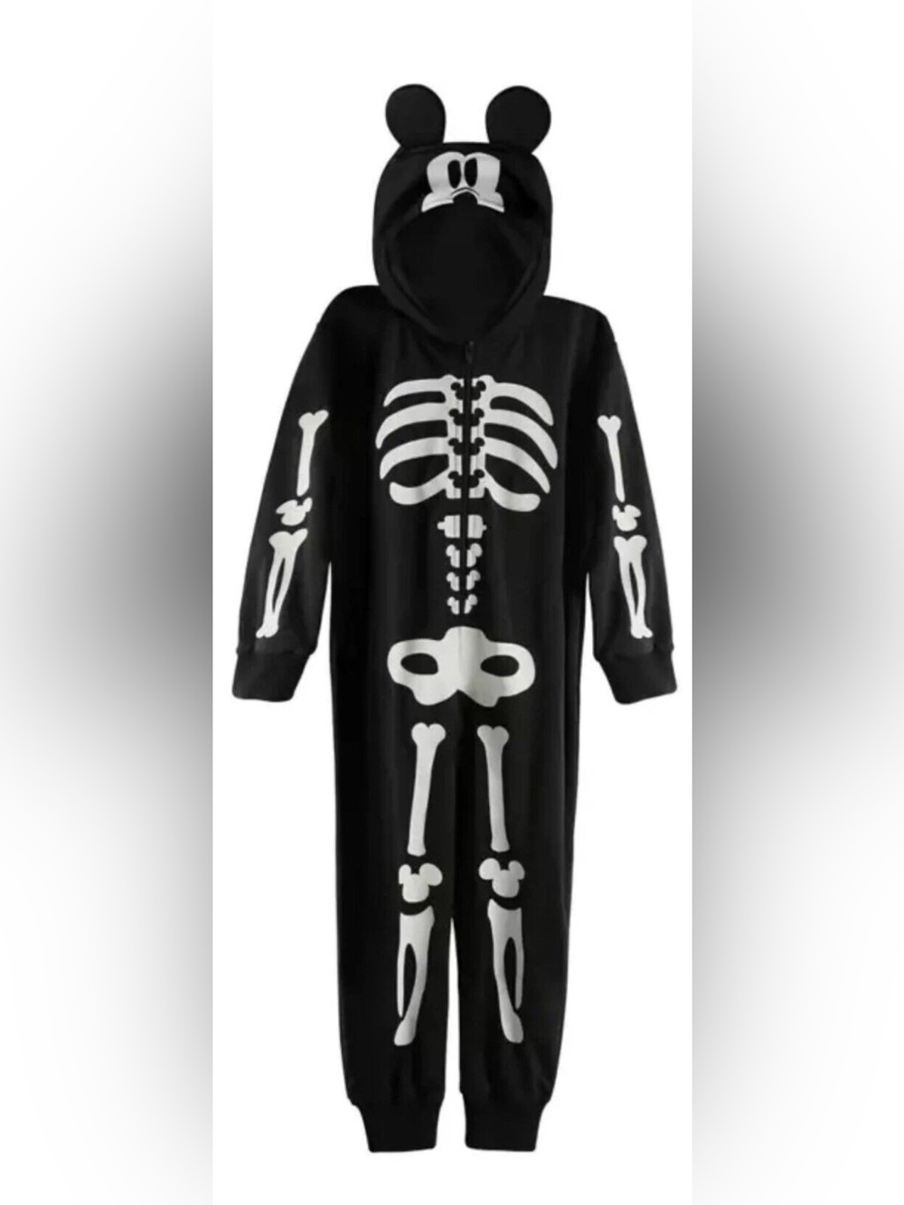 Mickey Mouse Hooded Costume Kids Glow-in-the-Dark Skeleton Disney Store S-9/10